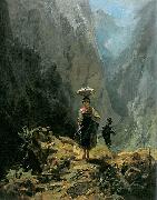 Dirndl und Jager im Gebirge Carl Spitzweg